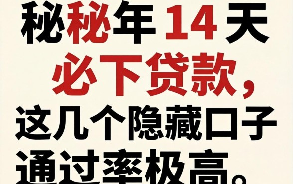 揭秘2026年14天必下贷款，这几个隐藏口子通过率极高