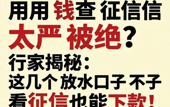 急用钱查征信太严被拒？行家揭秘：这几个放水口子不看征信也能下款！