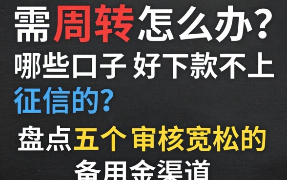 急需周转怎么办?哪些口子好下款不上征信的?盘点五个审核宽松的备用金渠道