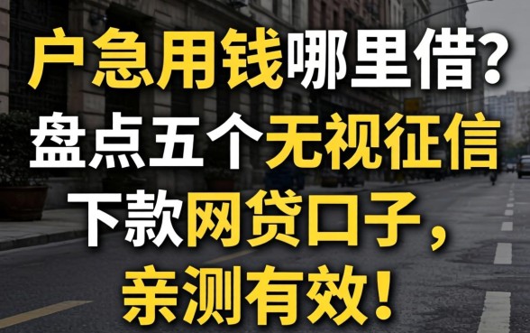 黑户急用钱哪里借?盘点五个无视征信下款的网贷口子,亲测有效!