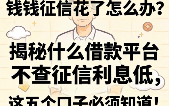 急需用钱征信花了怎么办?揭秘什么借款平台不查征信利息低,这五个口子必须知道!