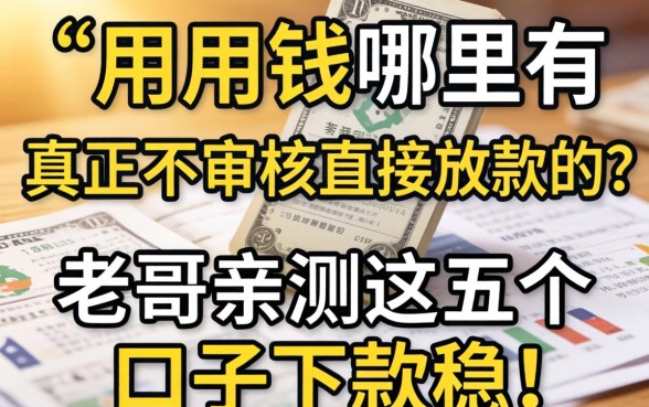 急用钱哪里有真正不审核直接放款的？老哥亲测这五个口子下款稳！