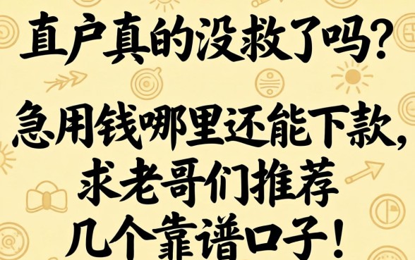 黑户真的没救了吗?急用钱哪里还能下款,求老哥们推荐几个靠谱口子!