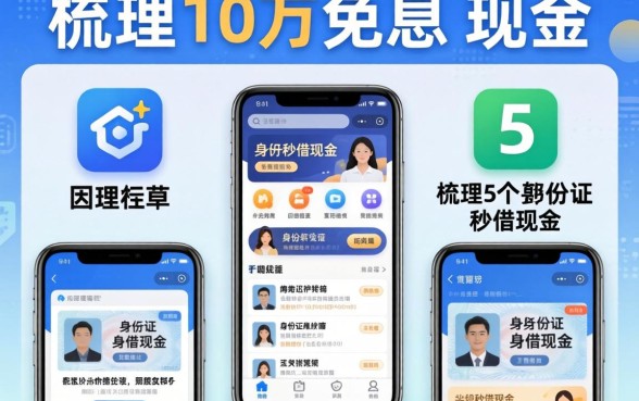 怎么能借10万免息，梳理5个手机身份证秒借现金的app