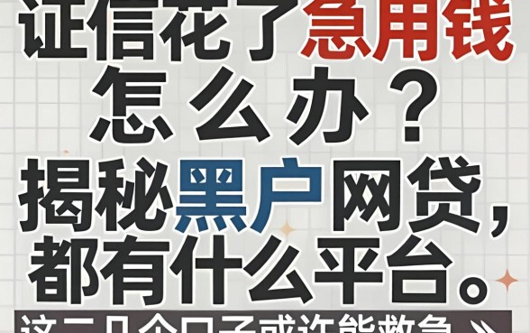 征信花了急用钱怎么办？揭秘黑户网贷都有什么平台，这几个口子或许能救急