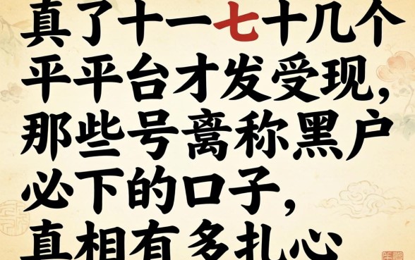 我试了十几个平台才发现,那些号称黑户必下的口子,真相有多扎心