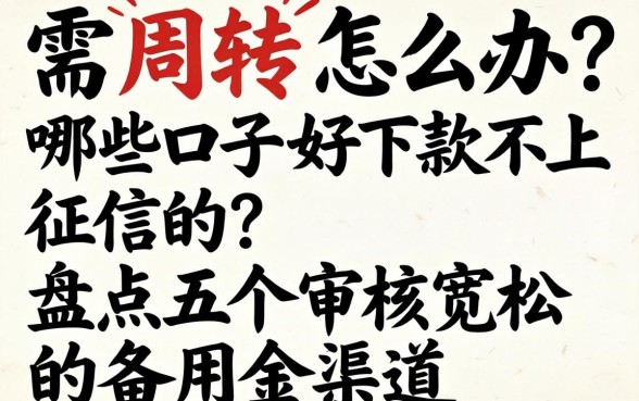 急需周转怎么办?哪些口子好下款不上征信的?盘点五个审核宽松的备用金渠道