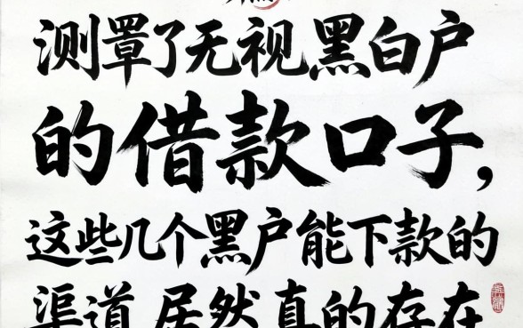 我实测了无视黑白户的借款口子，这几个黑户能下款的渠道居然真的存在