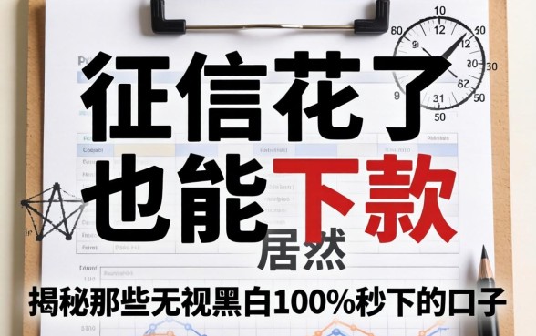 我征信花了居然也能下款，揭秘那些无视黑白100%秒下的口子真相