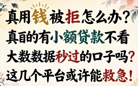 急用钱被拒怎么办？真的有小额贷款不看大数据秒过的口子吗？这几个平台或许能救急！