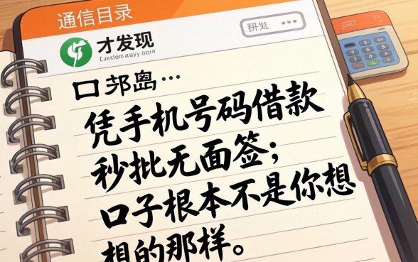 我翻遍了通讯录才发现，凭手机号码借款秒批无面签的口子根本不是你想的那样