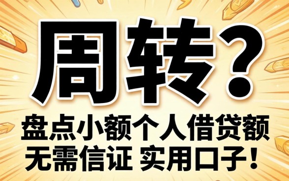 急需周转？盘点小额个人借贷无需信证的实用口子
