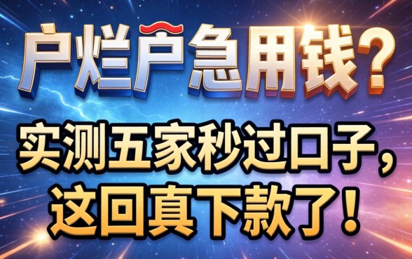 黑户烂户急用钱?实测五家秒过口子,这回真下款了!