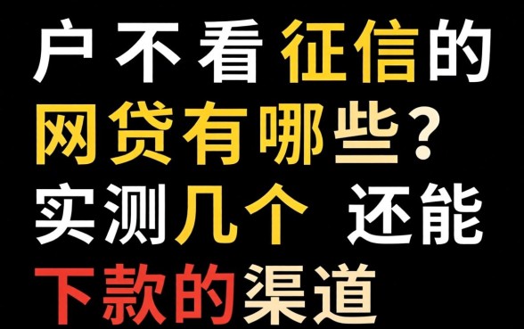 黑户不看征信的网贷有哪些？实测几个还能下款的渠道