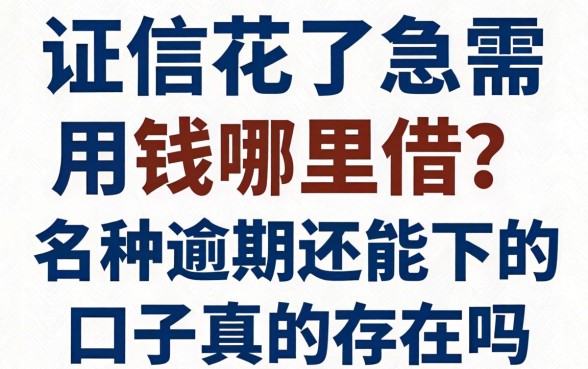 征信花了急需用钱哪里借?名种逾期还能下的口子真的存在吗?这篇文章为你揭秘