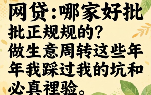 网贷哪家好批正规的?做生意周转这些年我踩过的坑和真经验