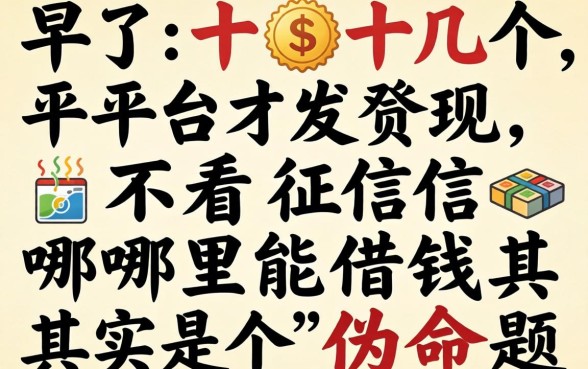 我试了十几个平台才发现，不看征信哪里能借钱其实是个伪命题