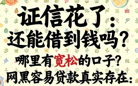 征信花了还能借到钱吗？哪里有宽松的口子？2026网黑容易贷款真的存在吗？