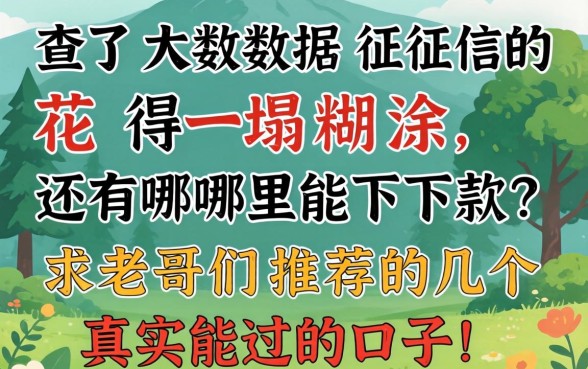 查了大数据征信花得一塌糊涂,还有哪里能下款?求老哥们推荐几个真实能过的口子!