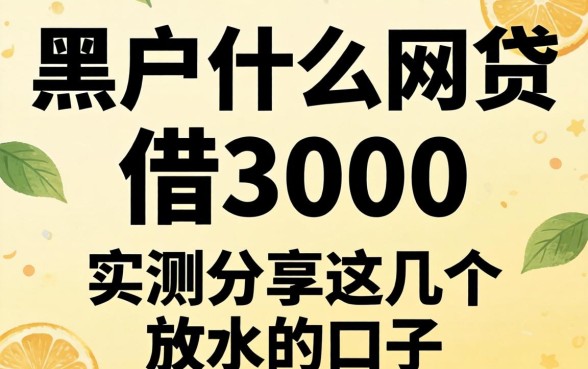 黑户什么网贷可以借3000?实测分享这几个放水的口子