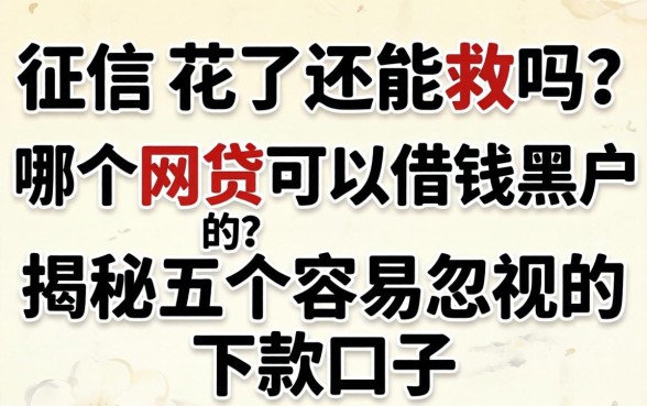 征信花了还能救吗?哪个网贷可以借钱黑户的?揭秘五个容易忽视的下款口子