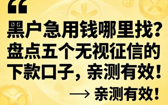 黑户急用钱哪里找？盘点五个无视征信的下款口子，亲测有效！