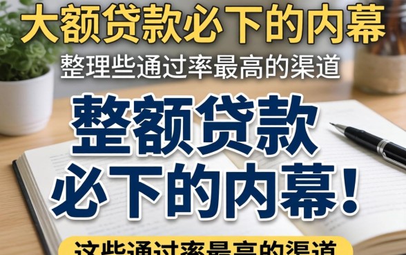揭秘大额贷款必下的内幕，整理出这些通过率高的渠道