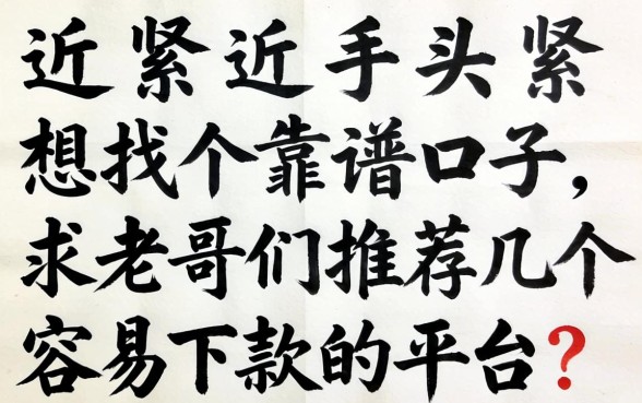 最近手头紧想找个靠谱口子，求老哥们推荐几个容易下款的平台？