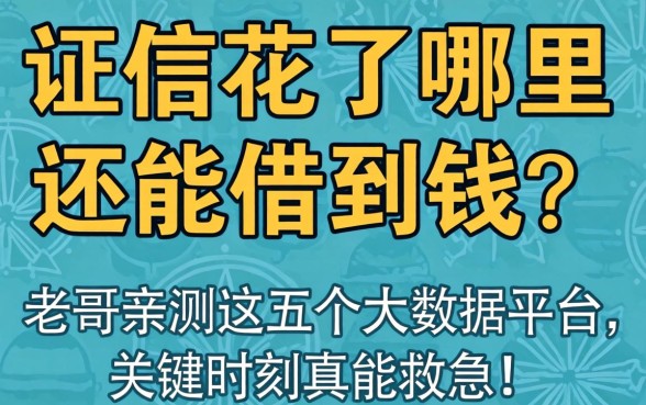 征信花了哪里还能借到钱？老哥亲测这五个大数据平台，关键时刻真能救急！