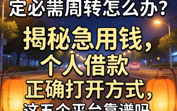 深夜急需周转怎么办？揭秘急用钱个人借款的正确打开方式，这五个平台靠谱吗？