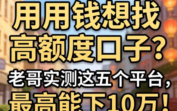 急用钱想找高额度口子?老哥实测这五个平台,最高能下10万!
