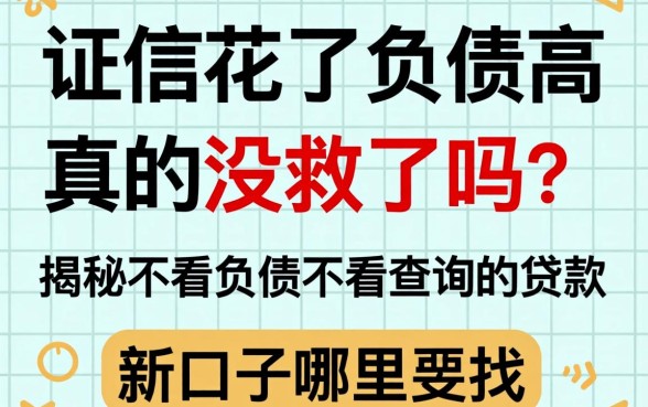 征信花了负债高真的没救了吗？揭秘不看负债不看查询的贷款 2026新口子哪里找？