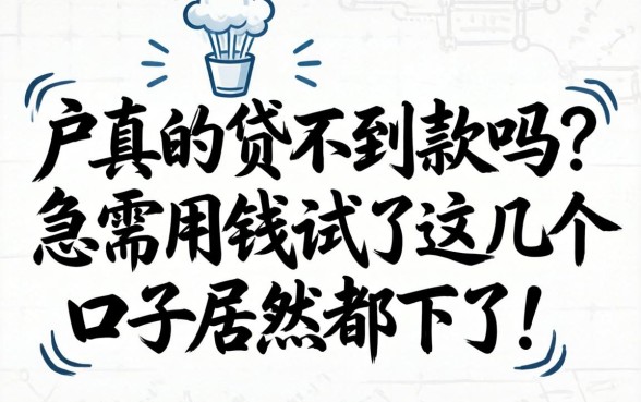 纯白户真的贷不到款吗?急需用钱试了这几个口子居然都下了!
