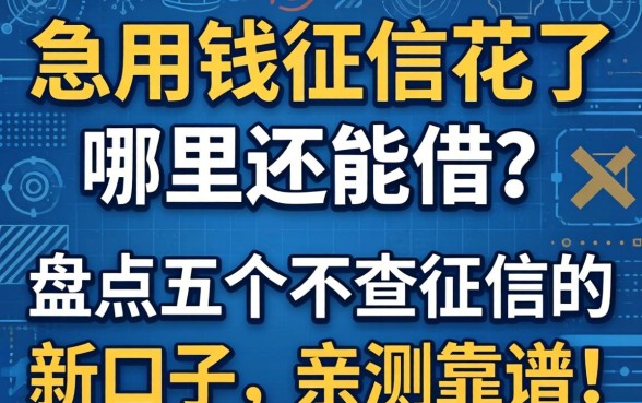 急用钱征信花了哪里还能借？盘点五个不查征信的新口子，亲测靠谱！