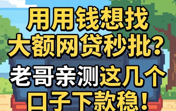 急用钱想找大额网贷秒批?老哥亲测这几个口子下款稳!