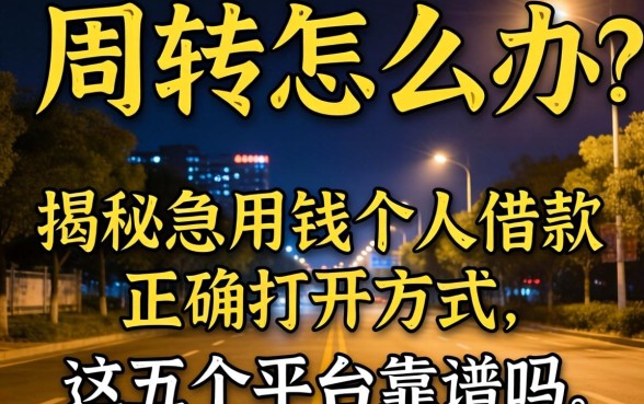 深夜急需周转怎么办？揭秘急用钱个人借款的正确打开方式，这五个平台靠谱吗？