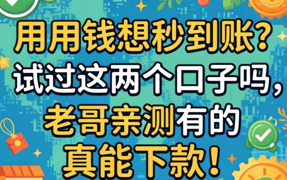 急用钱想秒到账？试过这几个口子吗，老哥亲测有的真能下款！