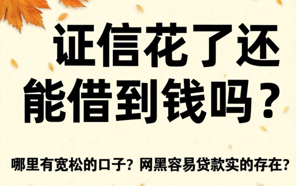 征信花了还能借到钱吗？哪里有宽松的口子？2026网黑容易贷款真的存在吗？