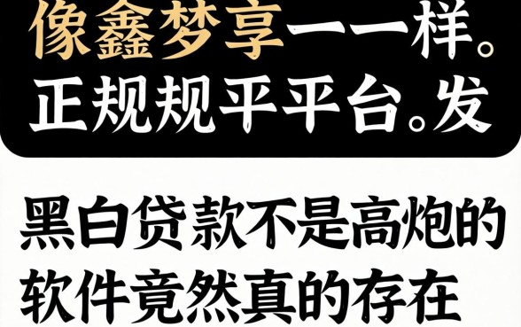 我试用了多款像鑫梦享一样的正规平台，发现黑白贷款不是高炮的软件竟然真的存在