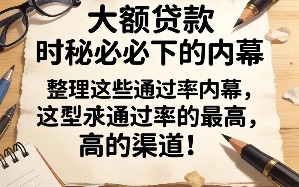 揭秘大额贷款必下的内幕，整理出这些通过率高的渠道