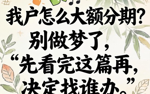 黑户怎么大额分期?别做梦了,先看完这篇再决定找谁办