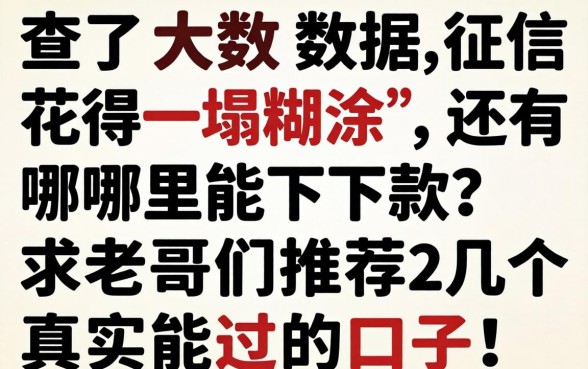 查了大数据征信花得一塌糊涂,还有哪里能下款?求老哥们推荐几个真实能过的口子!
