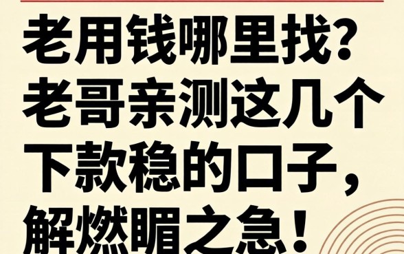 急用钱哪里找？老哥亲测这几个下款稳的口子，解燃眉之急！