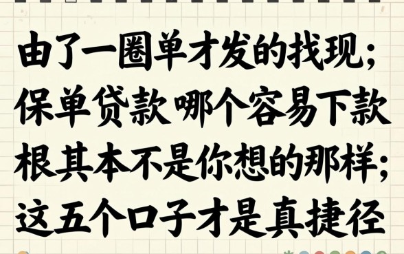我试了一圈才发现,保单贷款哪个容易下款根本不是你想的那样,这五个口子才是真捷径