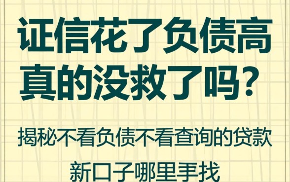 征信花了负债高真的没救了吗？揭秘不看负债不看查询的贷款 2026新口子哪里找？