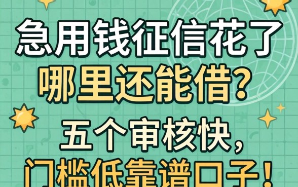 急用钱征信花了哪里还能借？分享五个审核快、门槛低的靠谱口子！