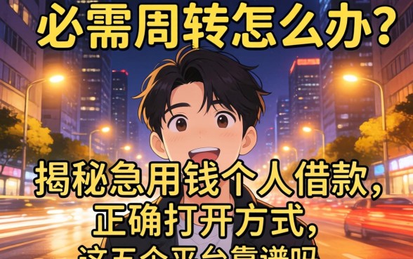深夜急需周转怎么办？揭秘急用钱个人借款的正确打开方式，这五个平台靠谱吗？