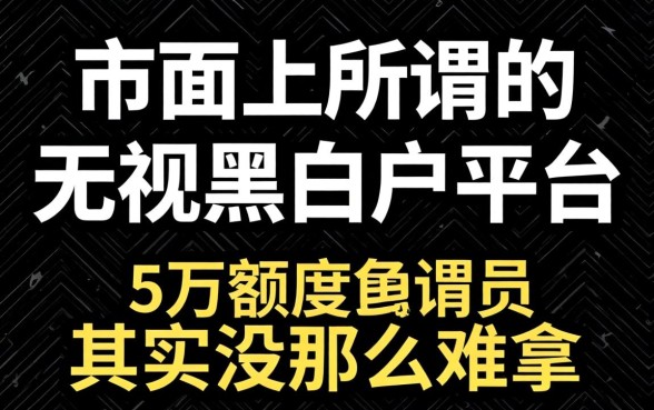 我试了市面上所谓的无视黑白户平台,发现5万额度其实没那么难拿