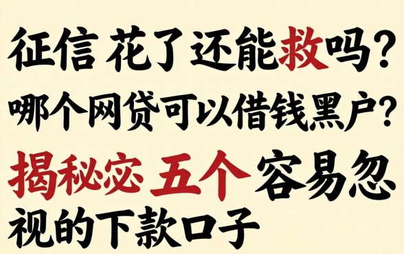 征信花了还能救吗?哪个网贷可以借钱黑户的?揭秘五个容易忽视的下款口子