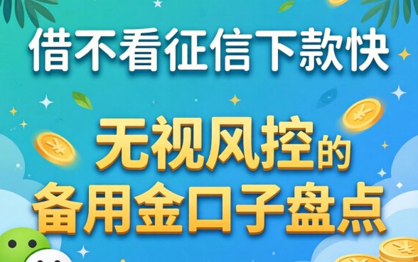 微信借不看征信下款快：无视风控的备用金口子盘点